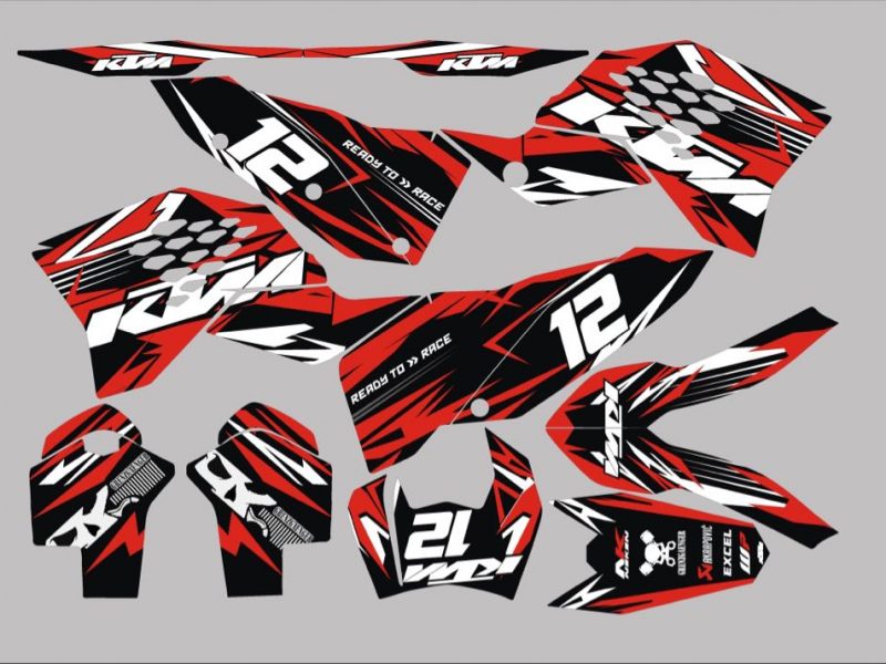 kit déco ktm exc factory red white