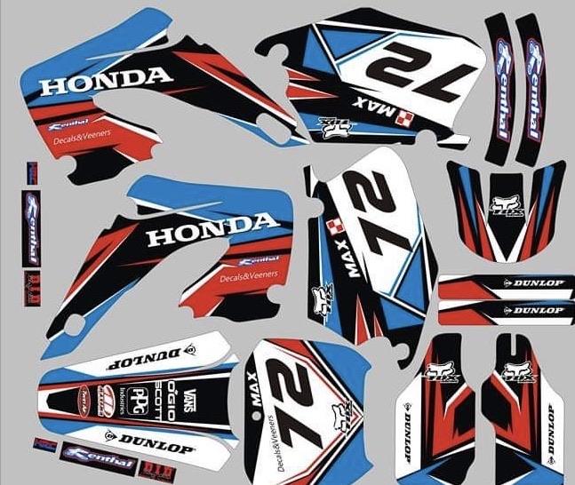 Kit Graphic Honda Cr 125 250 2000 2001 Rot Blau