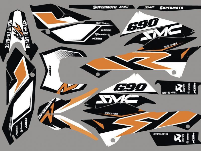 Zestaw graficzny KTM 690 Smcr 2012 Pomarańczowy Biały
