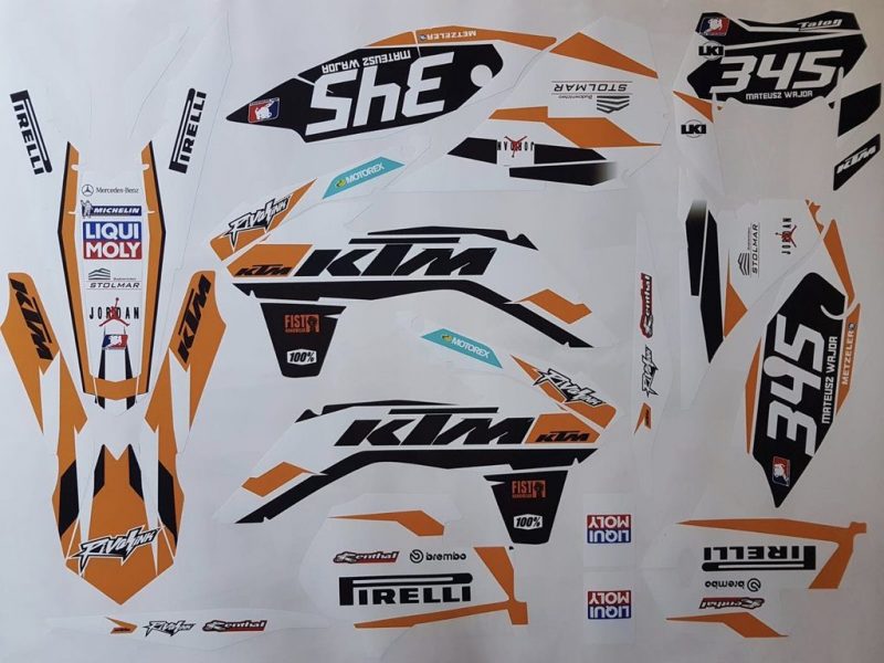 Zestaw graficzny KTM Exc 2014 2016 Biały Pomarańczowy
