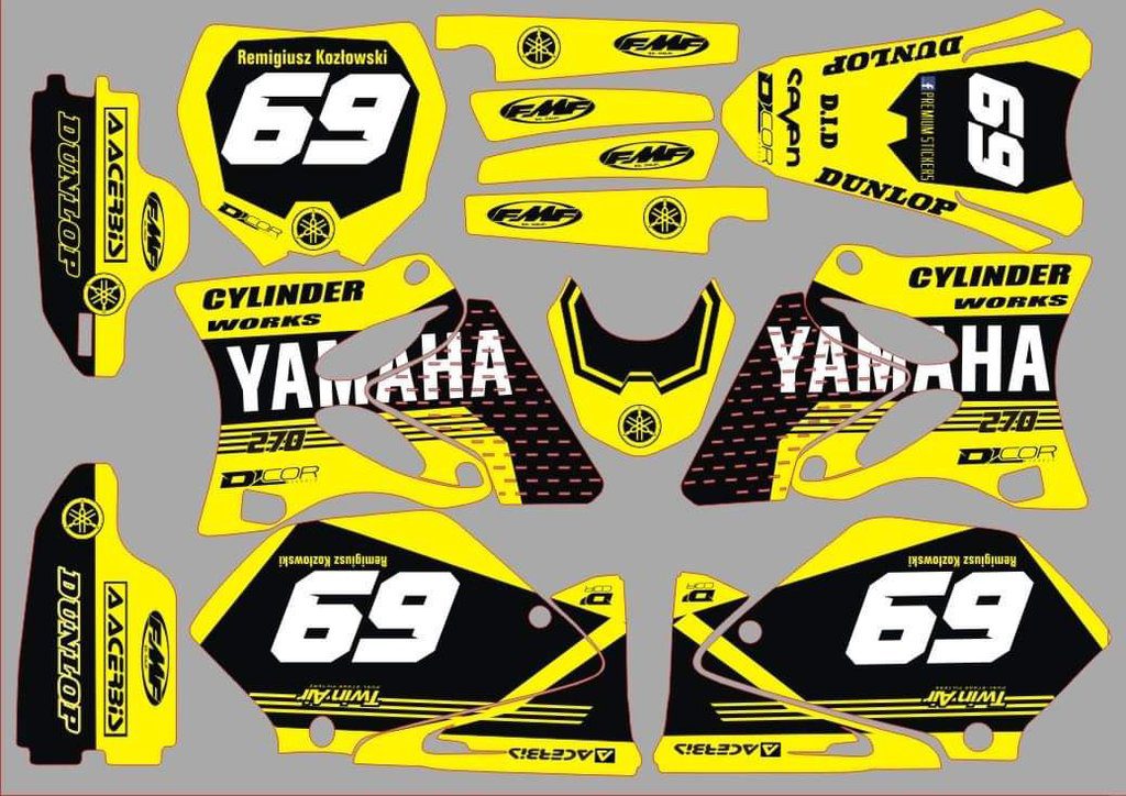 Kit DÉco Yamaha Yz 125 250 2002 2012 Jaune 2 (non Fluo, Fluo En Option)