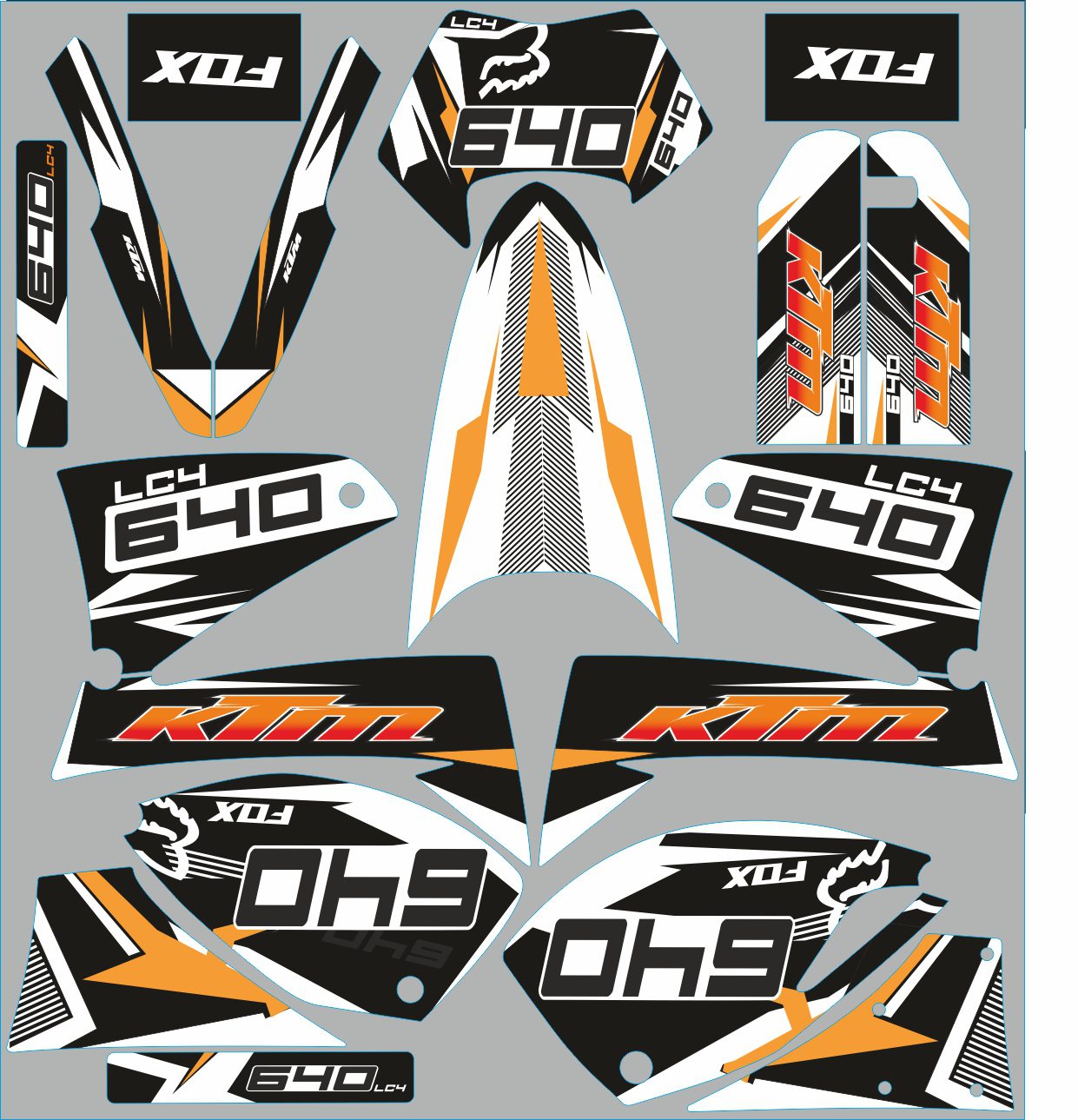 ktm 640 lc4 racing graphic kit
