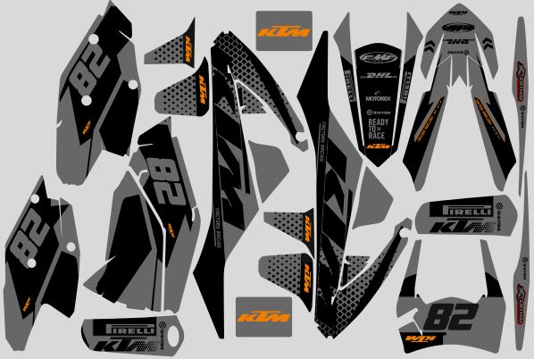 KTM kit de gráficos para un 2015-2016 EXC EXCF calcomanías Kit con identificador personalizado Rider 
