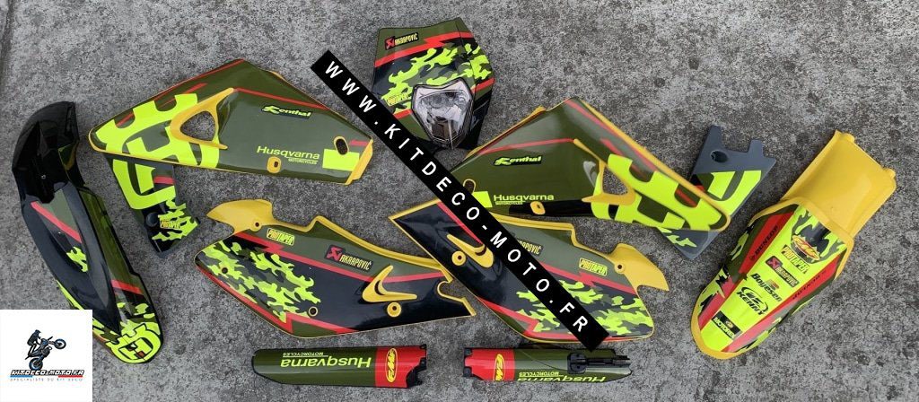 Kit DÉco Husqvarna Wr : Te : Sm : Cr : Tc 2000 2005 Camo Green