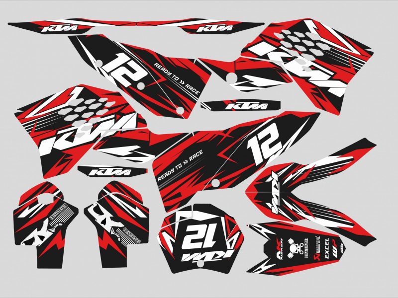 graphic kit ktm exc / exc f (2008 2011) factory red