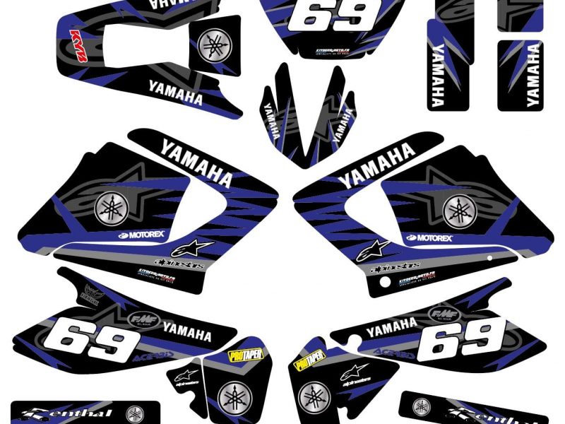 Kit Graficos Moto Yamaha 125 Dt Dtr Dtre Dtx Alpinestars Azul Negro