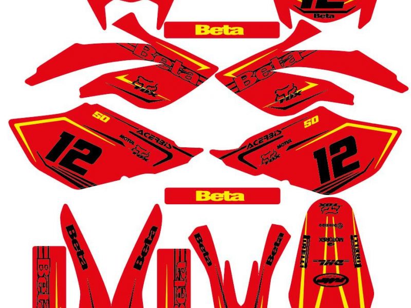 graphic kit beta 50cc 2006 2010 red yellow