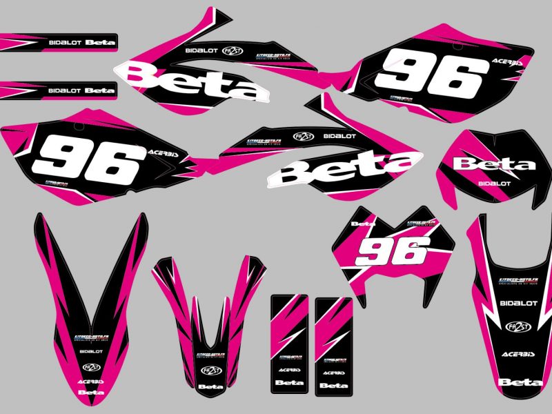 kit gráfico beta 50cc 2006 2010 rosa corrida