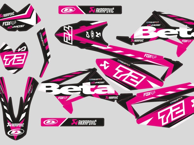 kit gráfico beta 50cc fábrica de corrida rosa