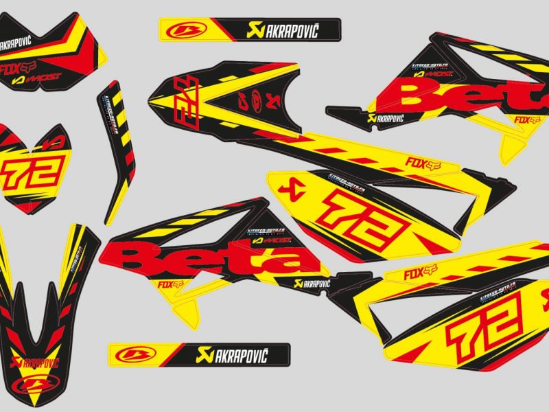graphic kit beta 50cc factory racing yellow