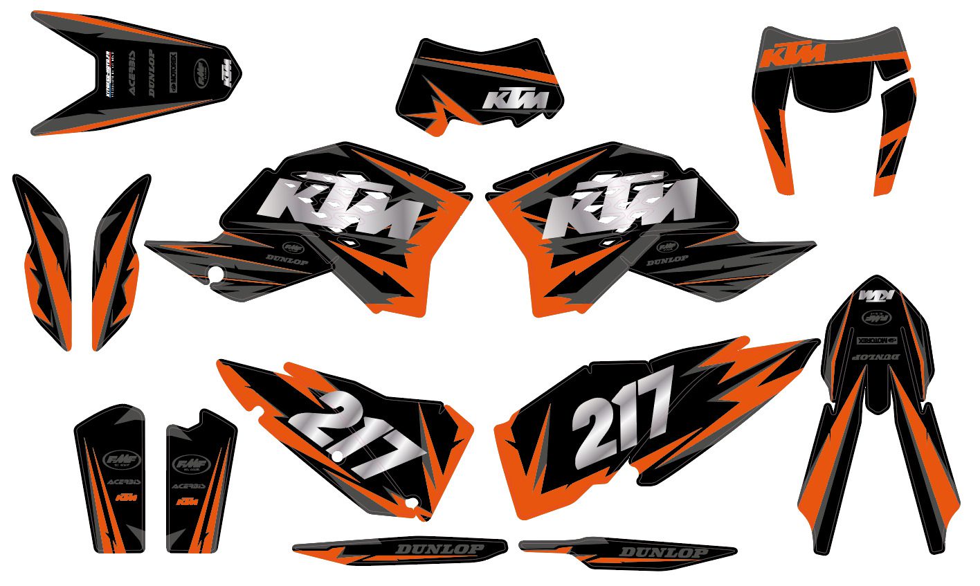 libre nombre y no Custom Decal Sticker Kit. años 2008-2011 Se adapta a KTM EXC 