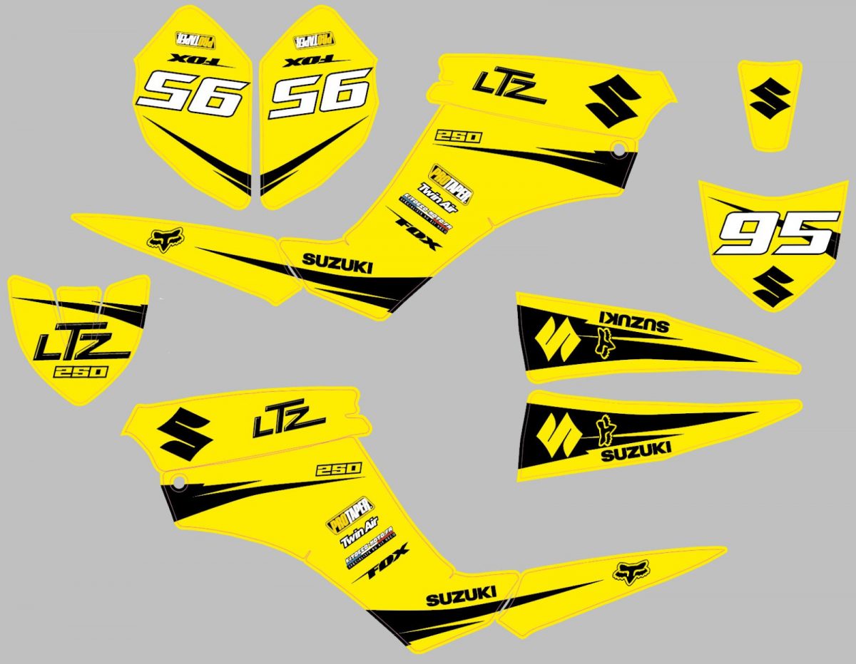 kit deco suzuki 250 ltz quad yellow