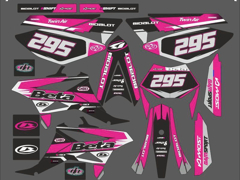 kit de graficos beta 50 - racing rosa - 2011 2020