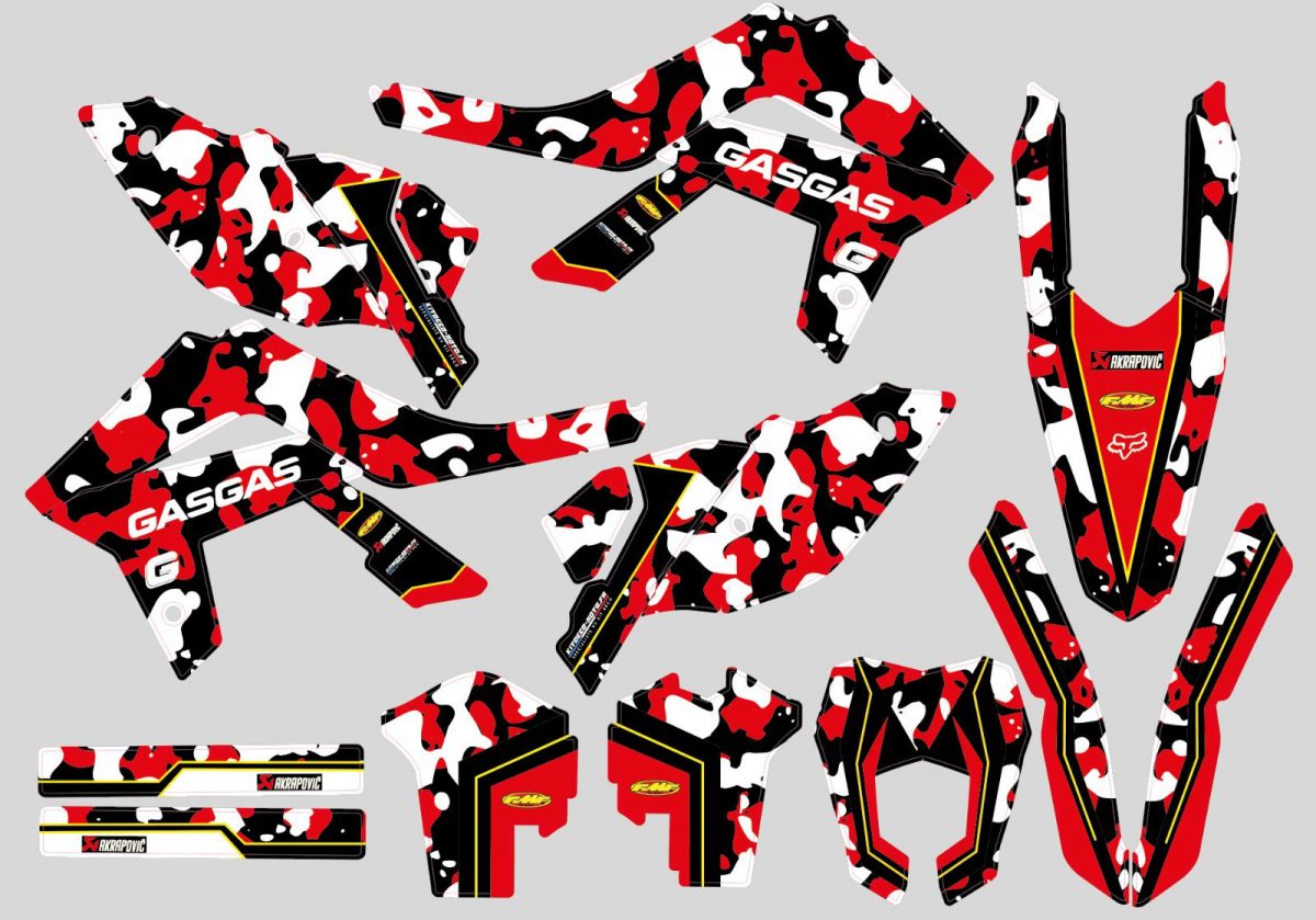 kit deco gasgas camouflage rouge blanc