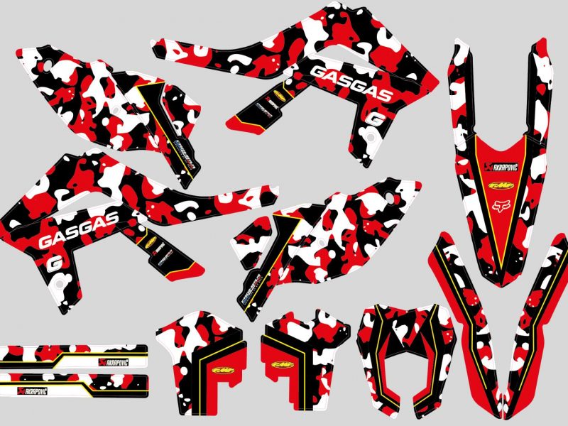 kit de decoração gasgas camuflagem vermelho branco