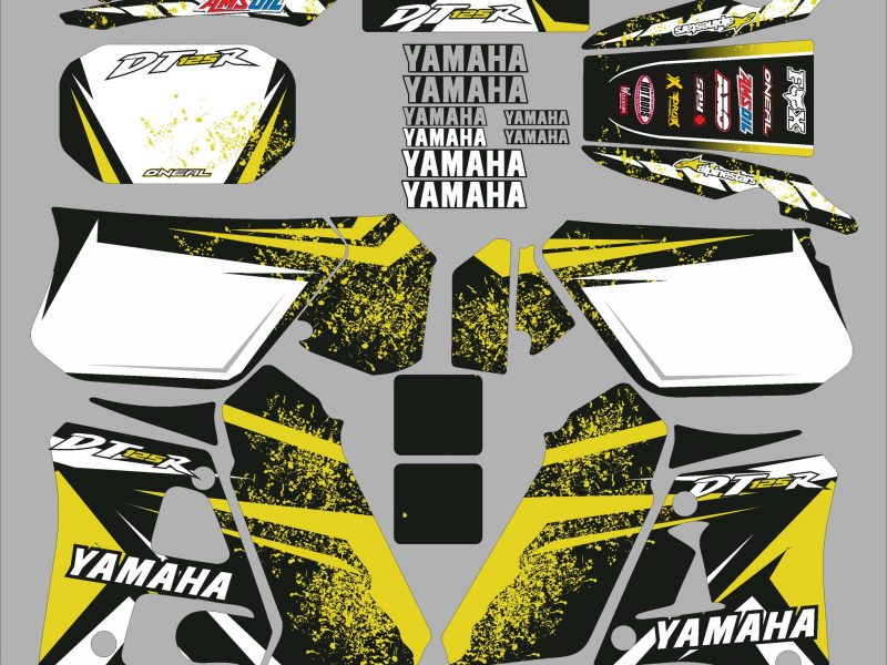zestaw naklejek yamaha 125 dtr splash żółty
