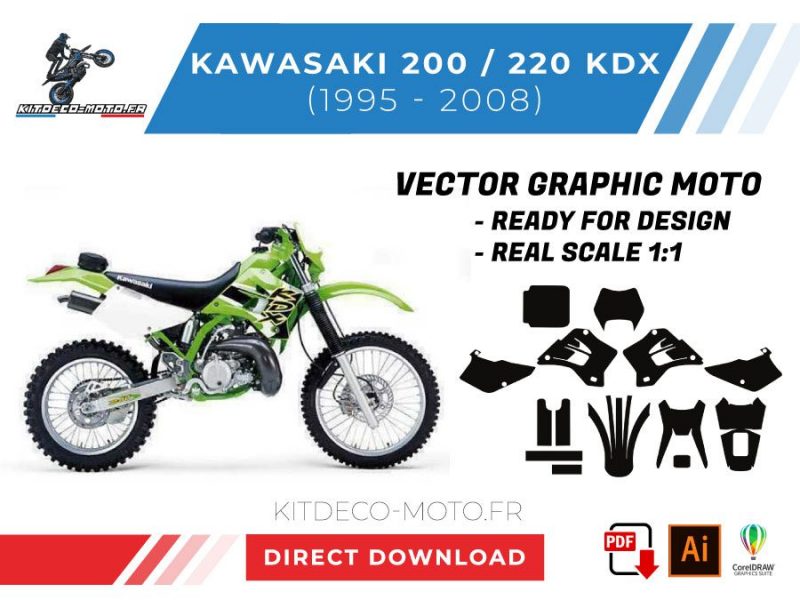szablon wektor kawasaki 200 220 kdx 1995 2008