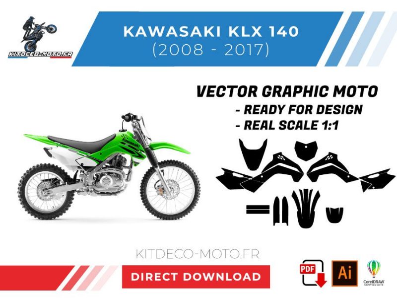 vector de plantilla kawasaki klx 140 2008 2017