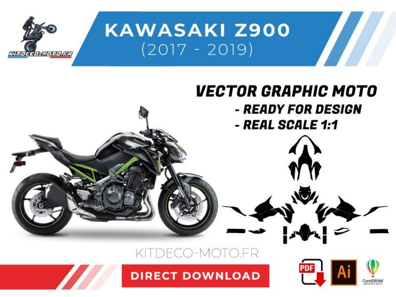 szablon wektor kawasaki z900 2017 2019