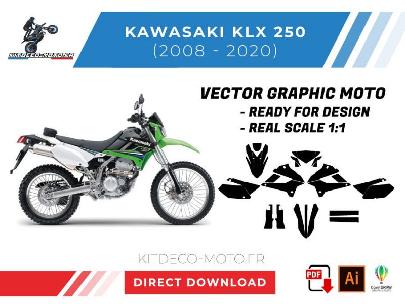 vector de plantilla kawasaki klx 250 2008 2020