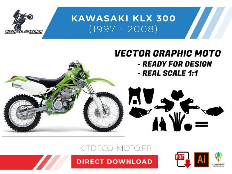 vector de plantilla kawasaki klx 300 1997 2008