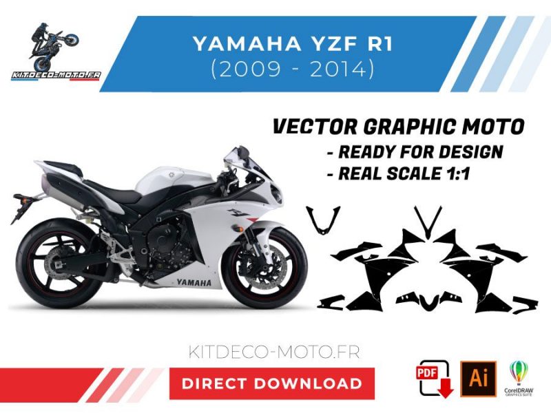 szablon wektor yamaha yzf r1 2009 2014