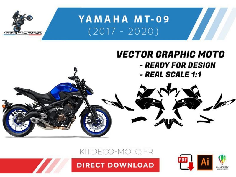 szablon yamaha mt 09 / fz 09 (2017 2020) wektor