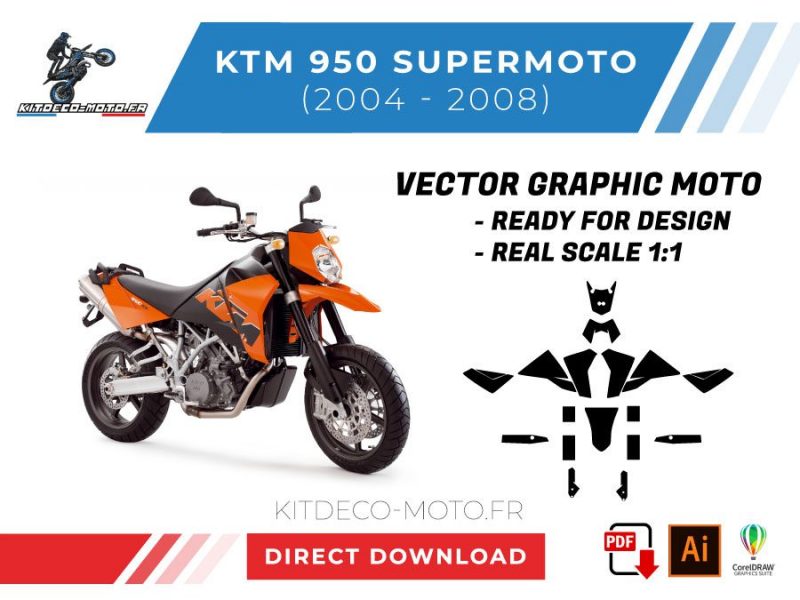 template ktm 950 supermoto 2004 2008 vector