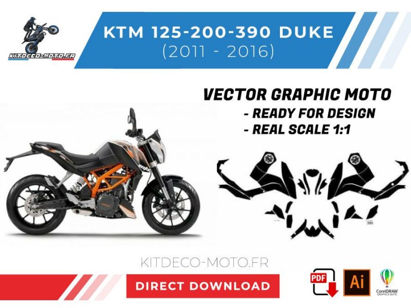 vetor de modelo ktm 125 200 390 duque 2011 2016