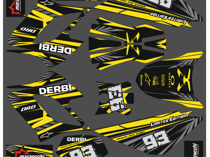 kit deco derbi 50 drd racing yellow