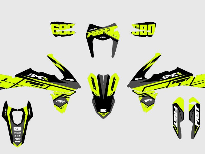 graphic kit ktm 690 smcr 2019 2022 fast yellow