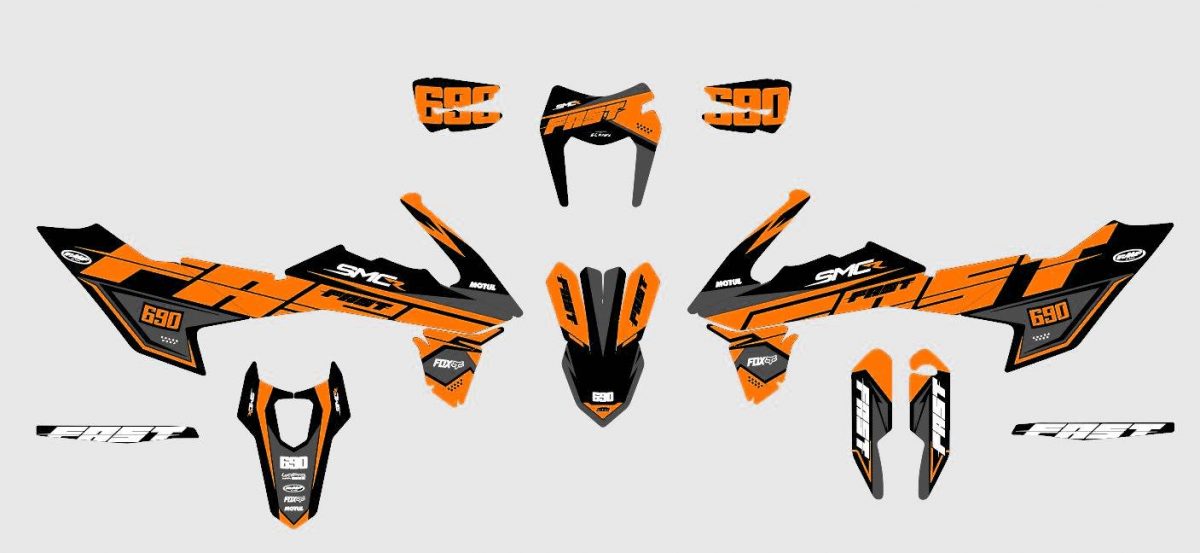 kit deco ktm 690 smcr 2019 2022 fast orange