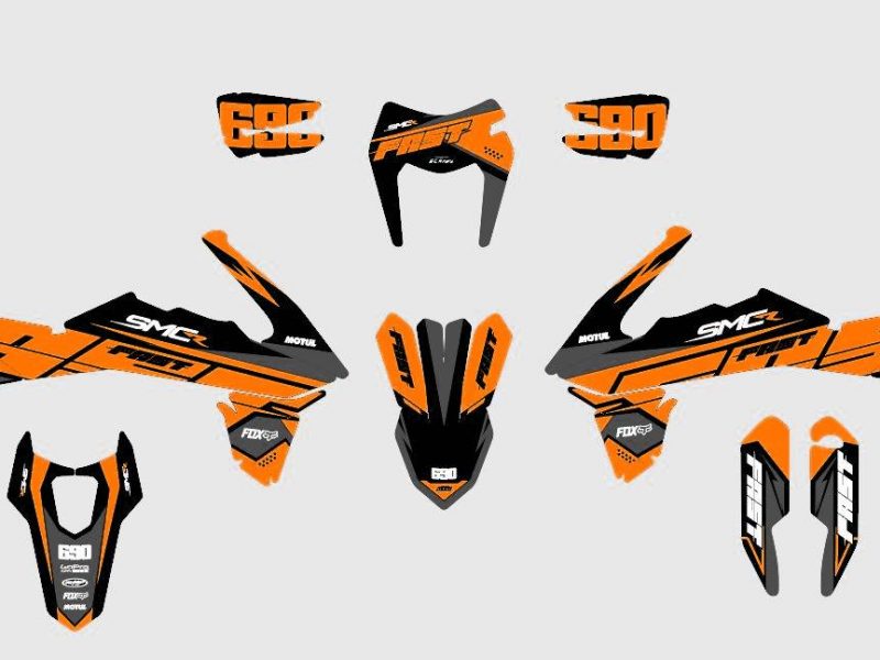 graphic kit ktm 690 smcr 2019 2022 fast orange