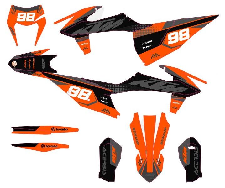ktm exc 2020 2021 factory graphic kit orange
