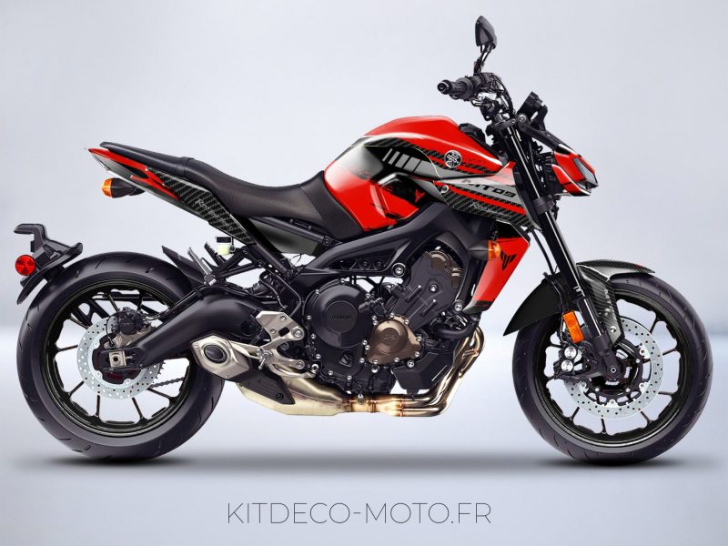 kit deco moto yamaha mt 09 mockup rosso carbonio