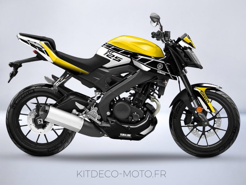 kit deco moto yamaha mt 125 anniversaire jaune mockup