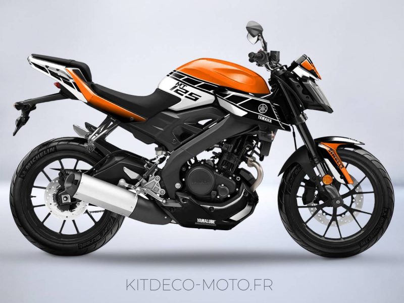 kit deco moto yamaha mt 125 anniversaire orange mockup