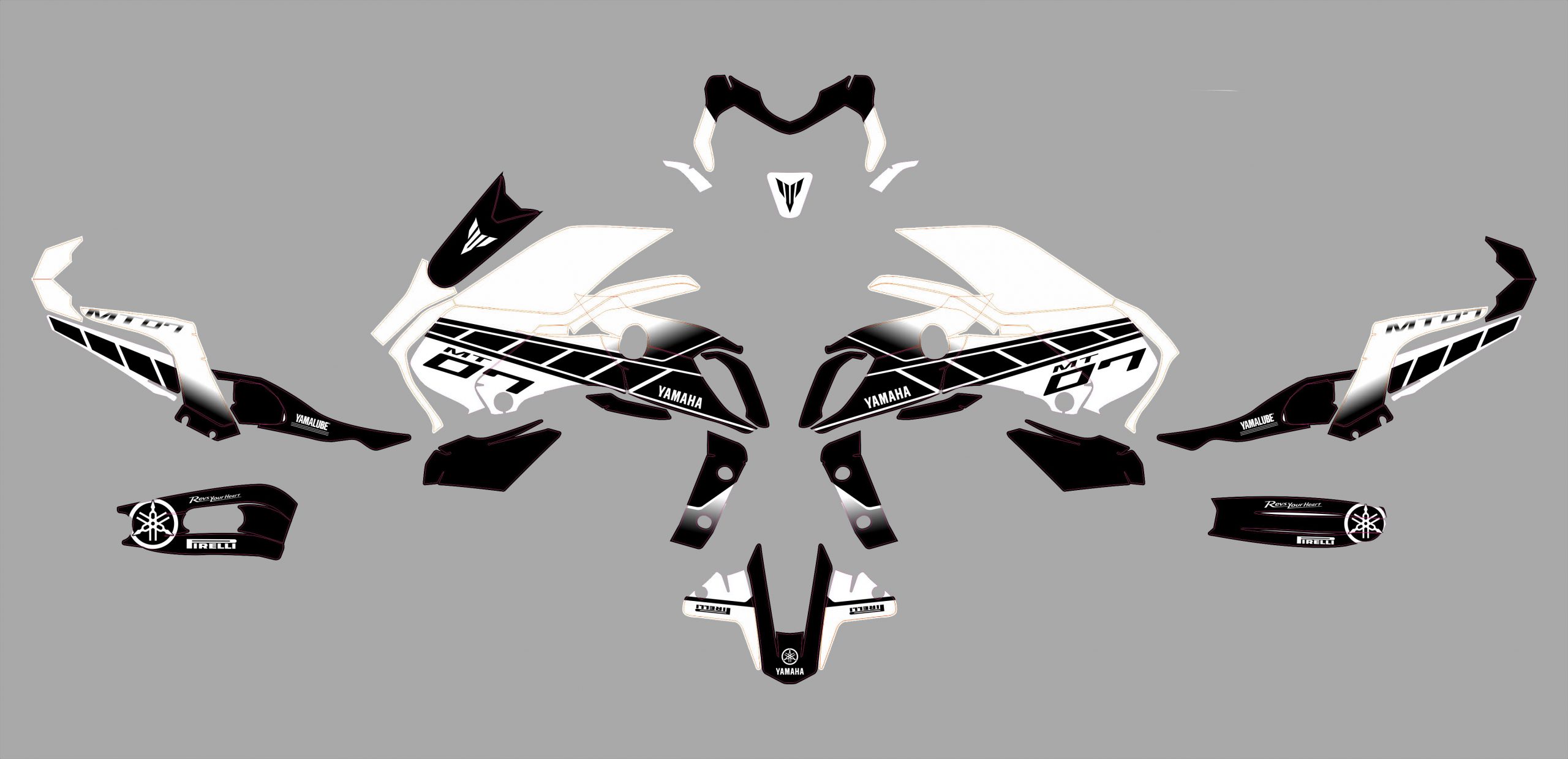 kit deco yamaha mt 07 anniversaire blanc maquette