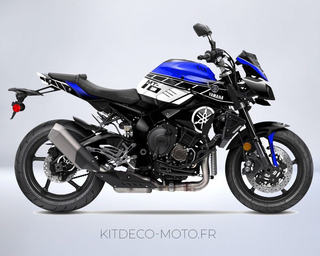 Décoration Moto grande taille bleu et blanc. Mesures: 23x41x13 cm.