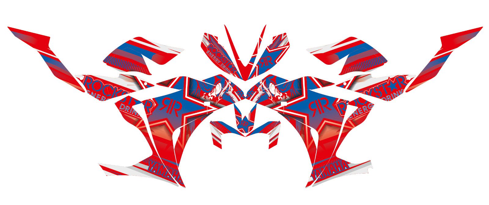 kit deco yamaha r3 rockstar rouge bleu