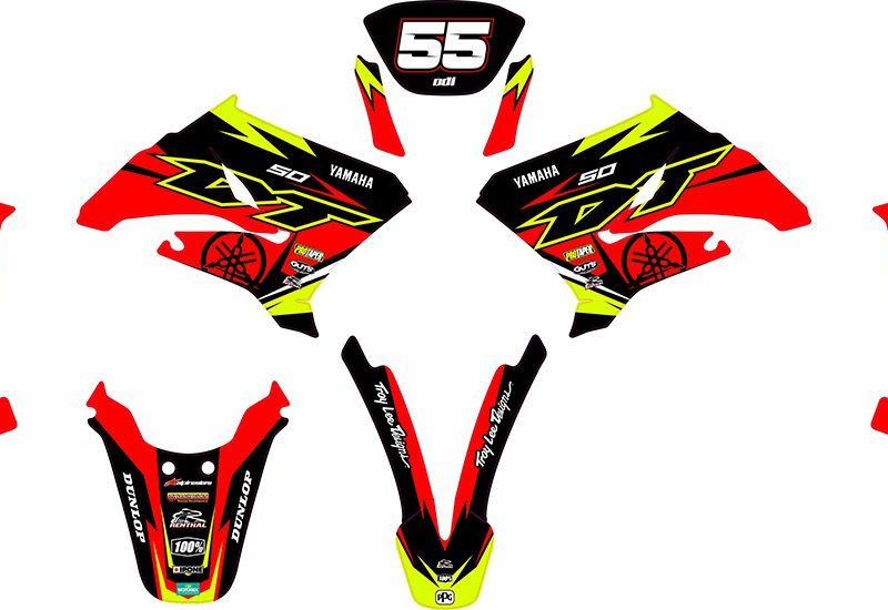 kit deco yamaha dt 50 craft rouge jaune maquette