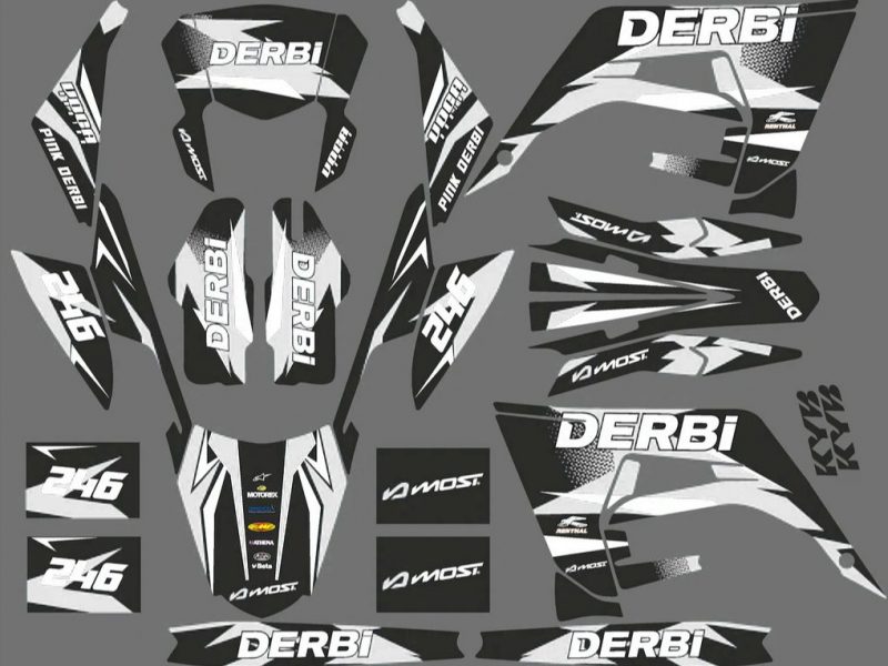 kit deco derbi 50 2018 2021 racing white
