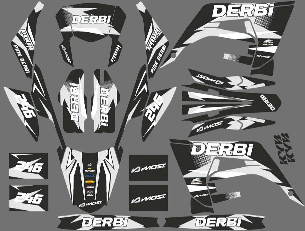 kit déco derbi 50 2018 2021 racing blanc