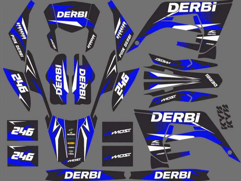 derbi 50 kit gráfico 2018 2021 azul de corrida