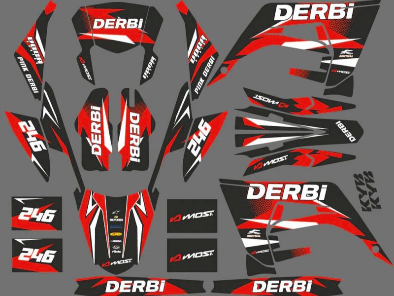 kit déco derbi 50 2018 2021 racing rouge