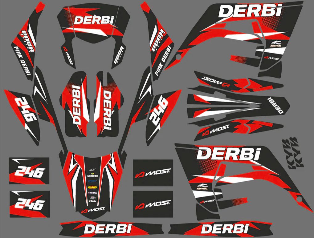 kit déco derbi 50 2018 2021 racing rouge
