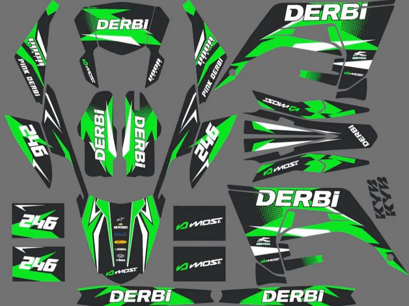 kit déco derbi 50 2018 2021 racing vert