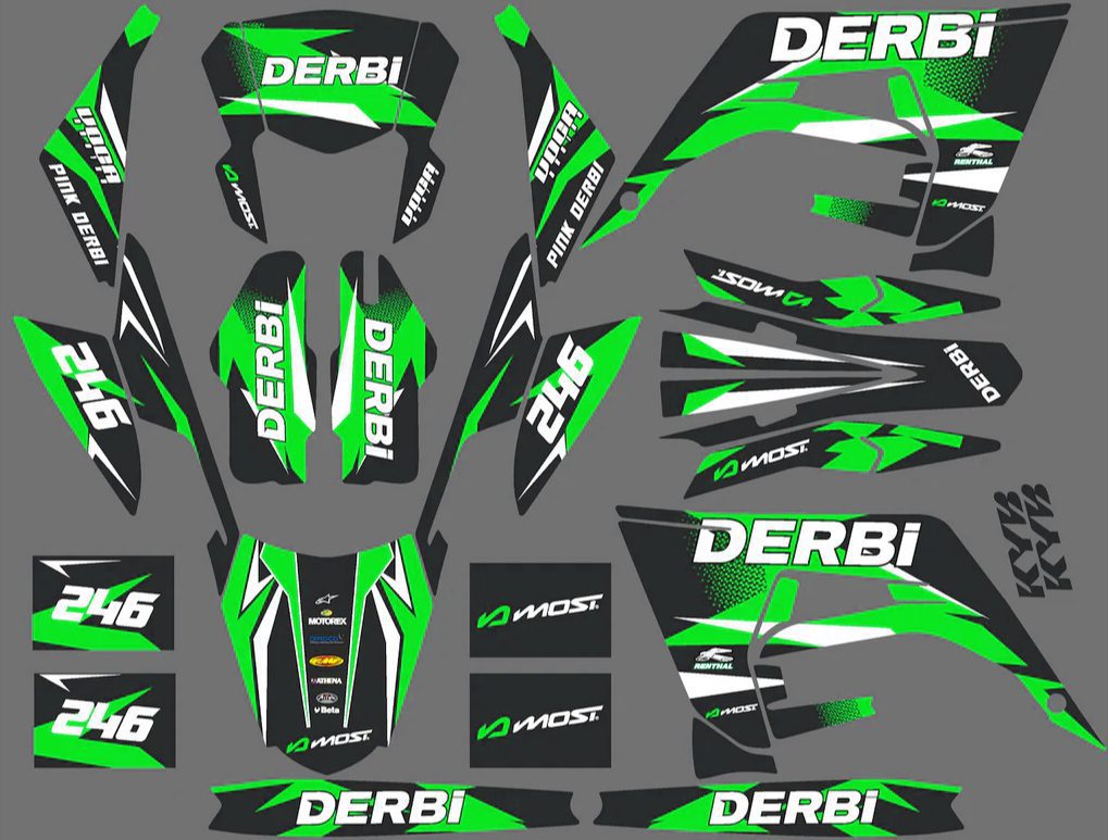 kit déco derbi 50 2018 2021 racing vert