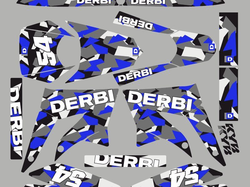derbi 50 x treme / racing camouflage blue graphic kit