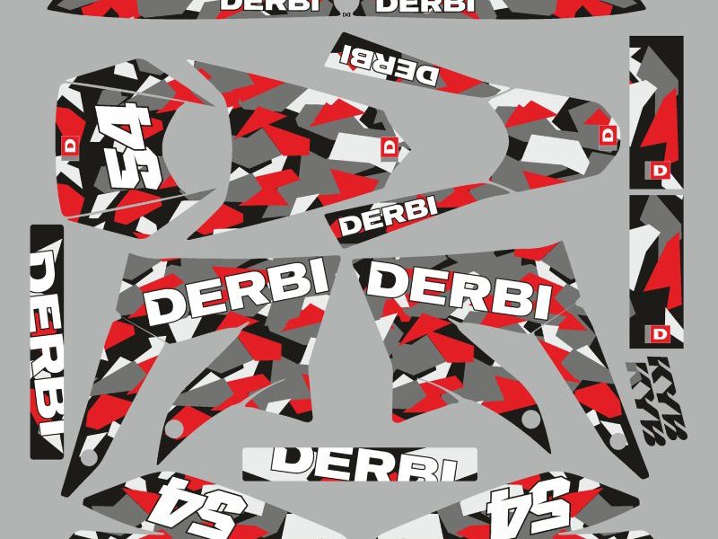 Kit gráficos derbi 50 x treme / racing camuflaje rojo